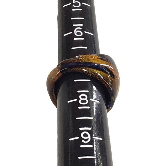 Glass Ring Dome Style Oversized Chunky Black Brown Size 7 - Picture 4 of 4